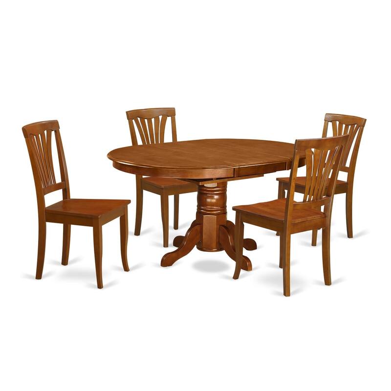 East West Furniture 5 Piece Kitchen Table Se Includes an Oval Dining Table and 4 Kitchen Chairs, Saddle Brown(Seats Options)