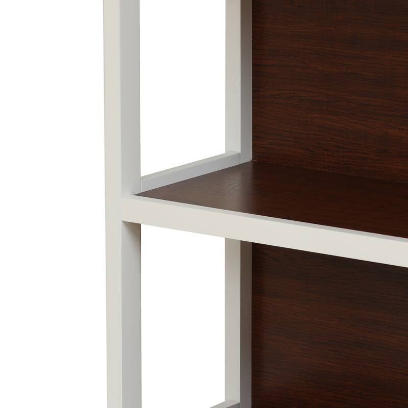 4-Shelf 59.5" H x 31.38" W Cherry and White Manufactured Wood Bookcase - 59.5" H x 35.38" W x 11.8" D
