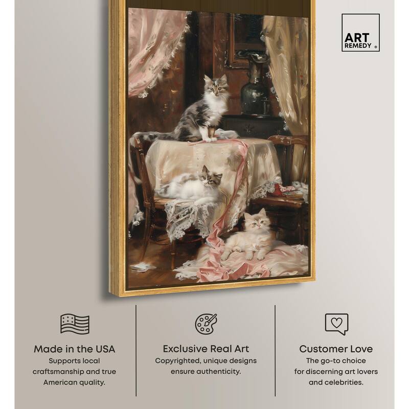 Kittens at the Table Canvas by Art Remedy
