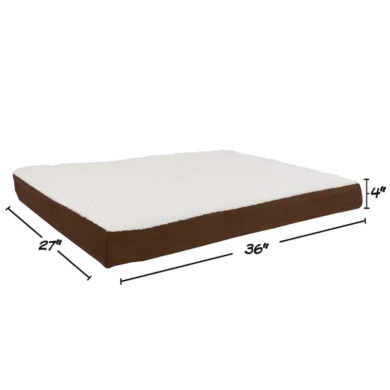 2-Layer Orthopedic Memory Foam Dog Bed with Machine Washable Sherpa Cover