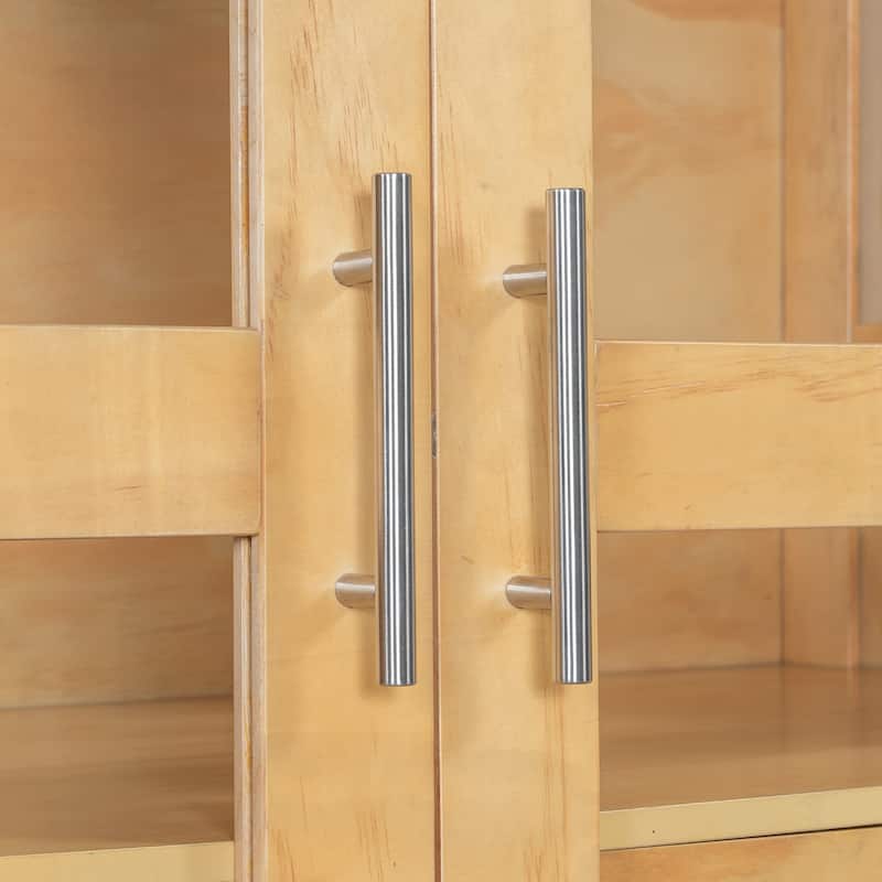 Kitchen Pantry, Freestanding Kitchen Storage Cabinet Display Cabinet with Glass Doors and 4 Built-in Drawers for Living Room