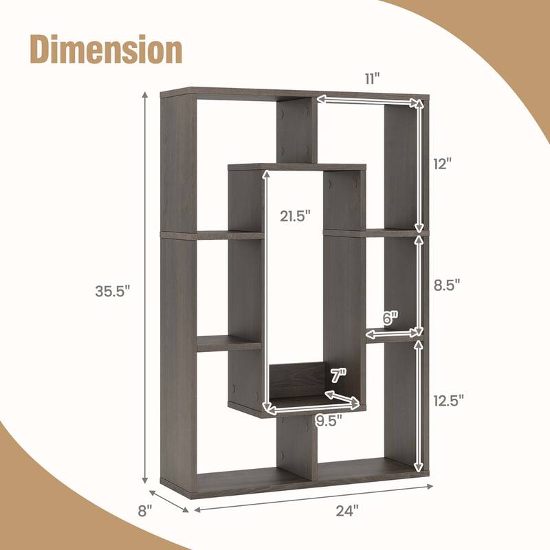 Costway 7-Cube Geometric Bookshelf with Anti-Toppling Device Modern - See Details