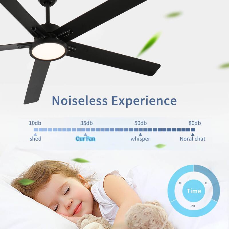 66 inch Aluminium Blade Ceiling Fans with Lights and Remote, Ceiling Fans with Quiet DC Motor, 6 Speed Reversible, 5 Blades