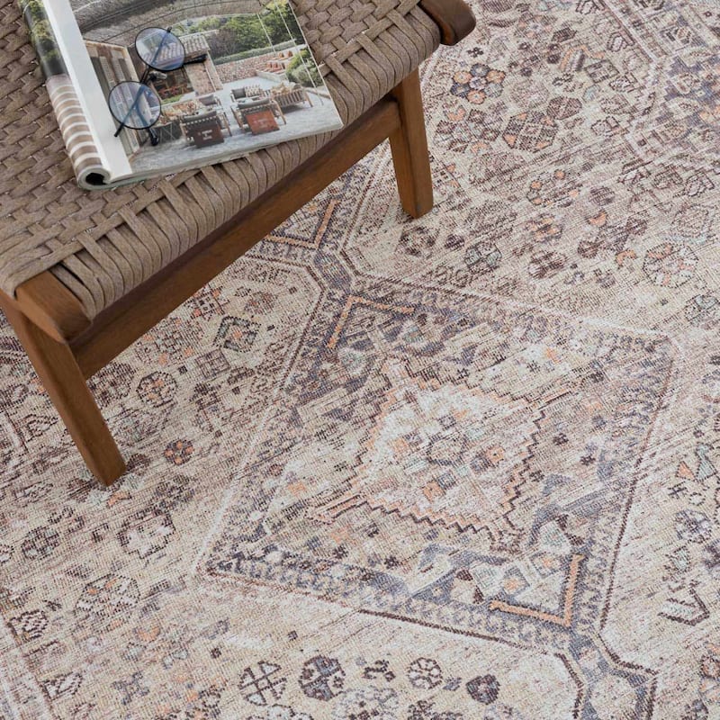 Hauteloom Barny Traditional Oriental Machine Washable Area Rug