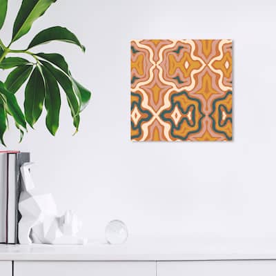 Wynwood Studio Canvas Abstract Retro Blush Tribal Pink and Dark Blue Modern & Contemporary Wall Art Canvas Print