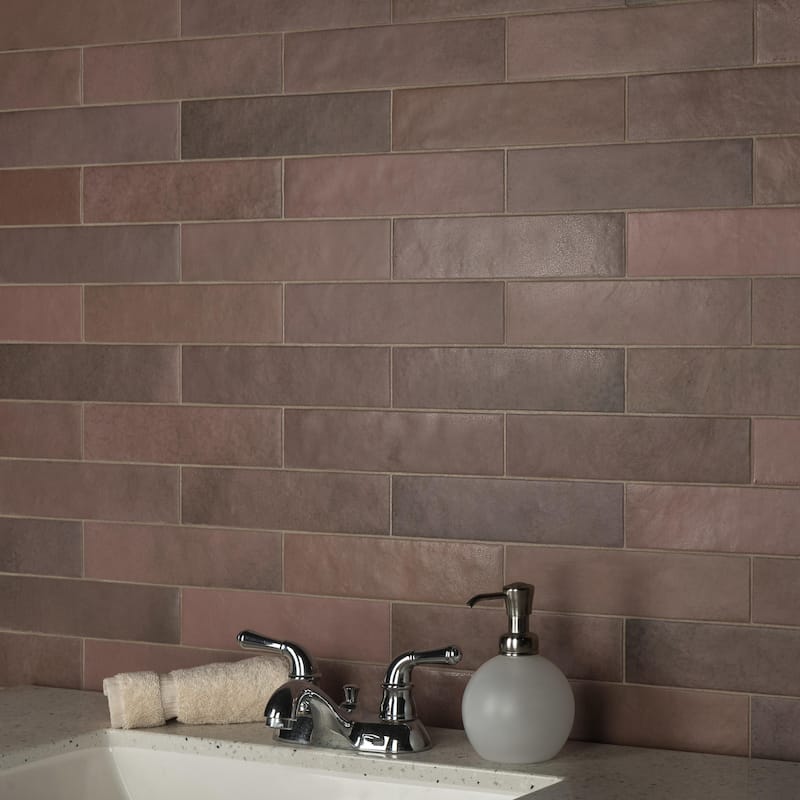 Merola Tile Heritage Wine 2-3/8" x 9-5/8" Porcelain Floor and Wall Tile