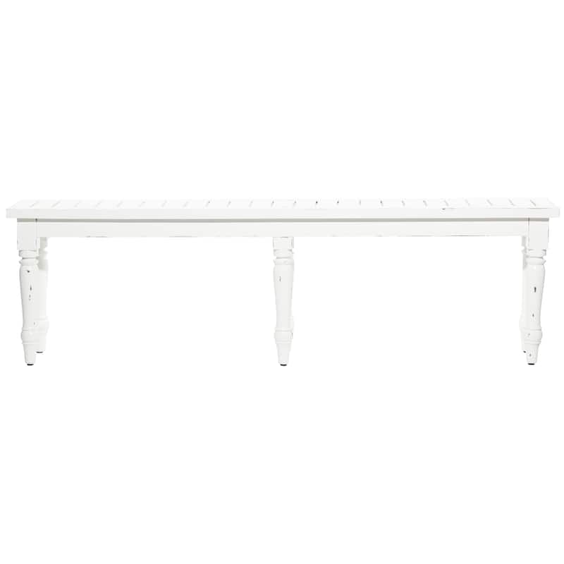Wood Long Slim Bench - White - Roche River Decor - 12"Wx63"Lx18"H