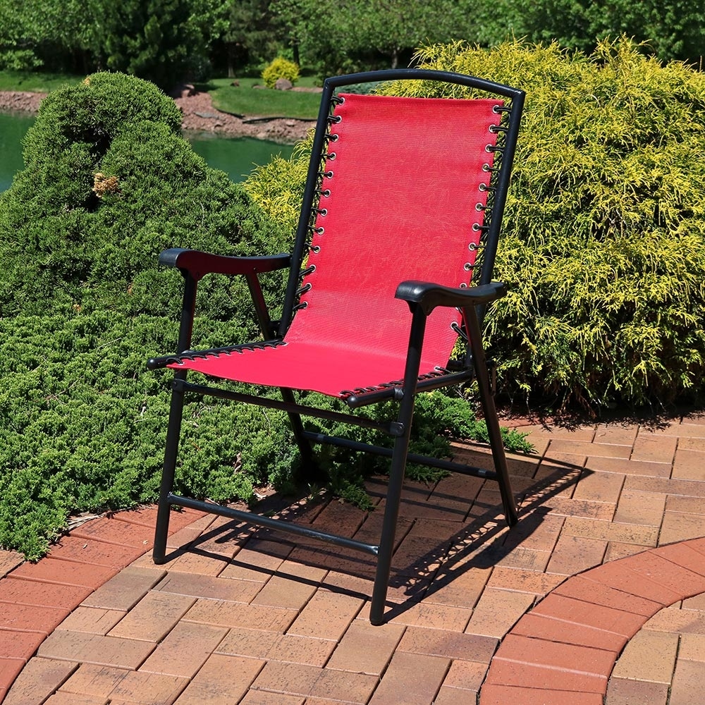 Sunnydaze Mesh Outdoor Suspension Folding Patio Lounge Chair Bed