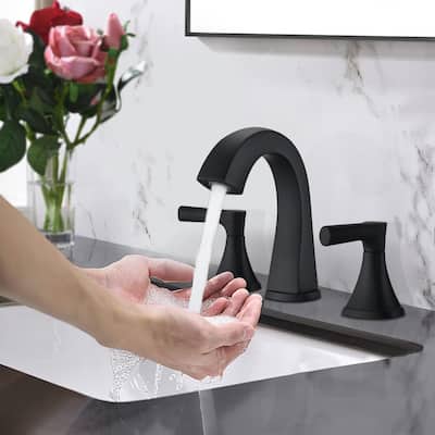 Modern 2 Handle Bathroom Sink Faucet with Pop Up Drain, Ceramic Cartridge, Rust and Corrosion Resistant