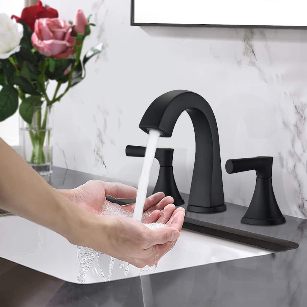 Modern 2 Handle Bathroom Sink Faucet with Pop Up Drain, Ceramic Cartridge, Rust and Corrosion Resistant