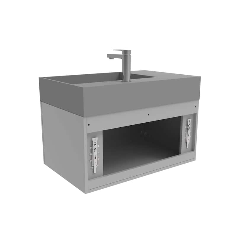 Amazon 30" Wall Mounted Bathroom Right Basin Vanity Set w/ Gray Top