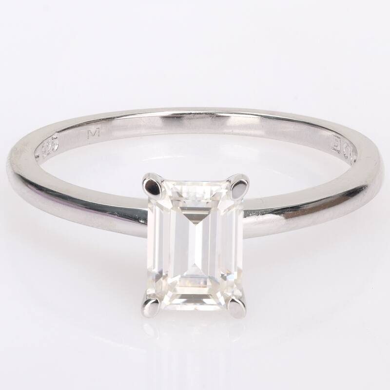 Miadora Sterling Silver 1ct TGW Octagon-cut Created Moissanite Solitaire Engagement Ring
