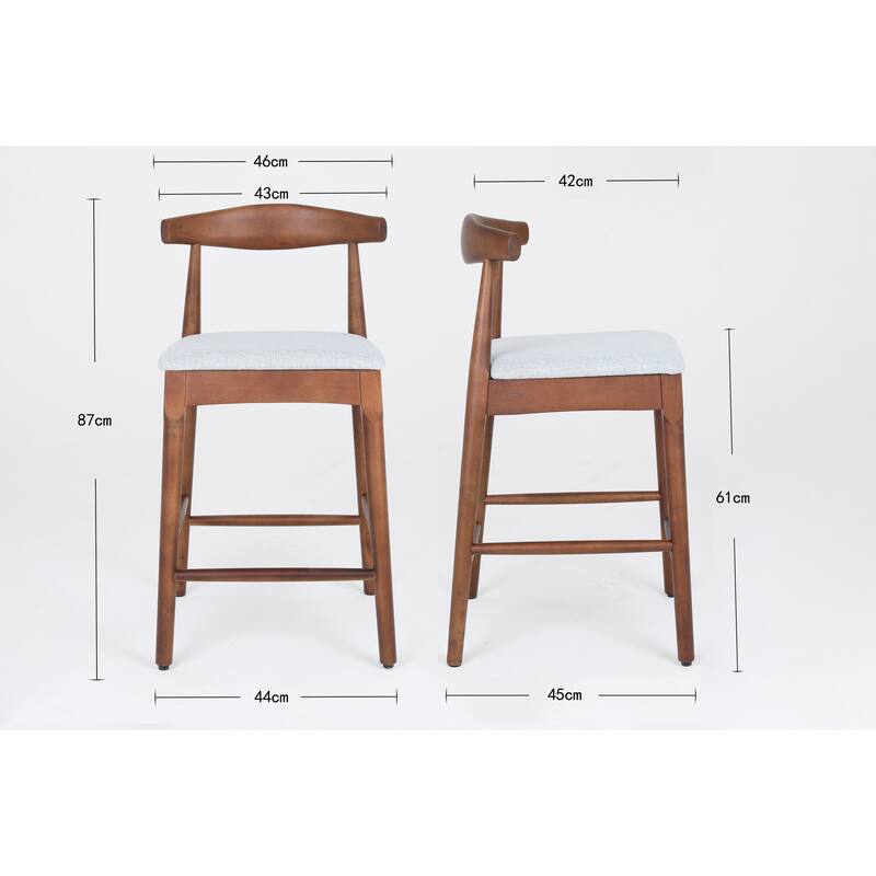 Modern Design Solid Wood 24" Counter Stools,Upholstered Counter Stools with Wood Legs for Kitchen Island Dining Room Bar