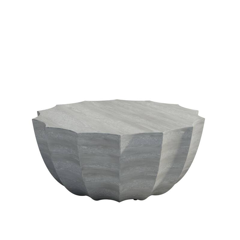 35.43 Inch Modern Coffee Table With Waterproof And Cement Design For Living Room, Dark Wood Grain Color