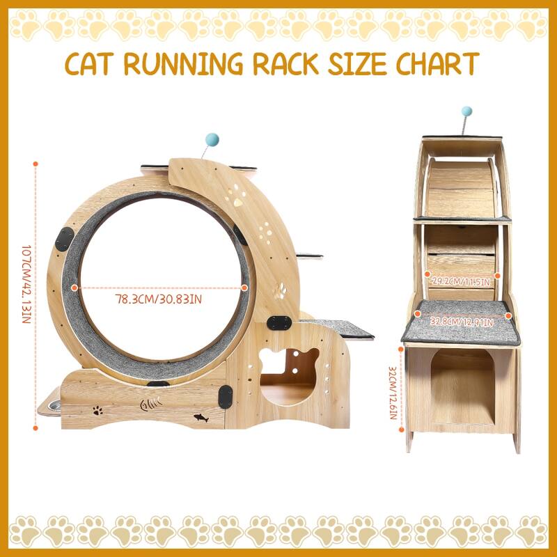 Large 4-in-1 Cat Wheel Exerciser Cat Treadmill with Silent Wheel