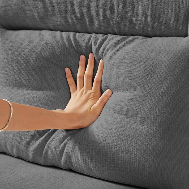 84.2" Modern Snowfleece Fabric 3-Seater Sofa with Nailhead Trim