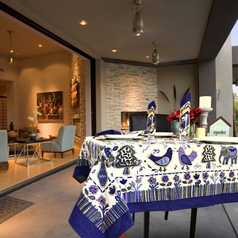 Cotton Birds Avian Diva Floral Tablecloth Collection - 60 x 60 in