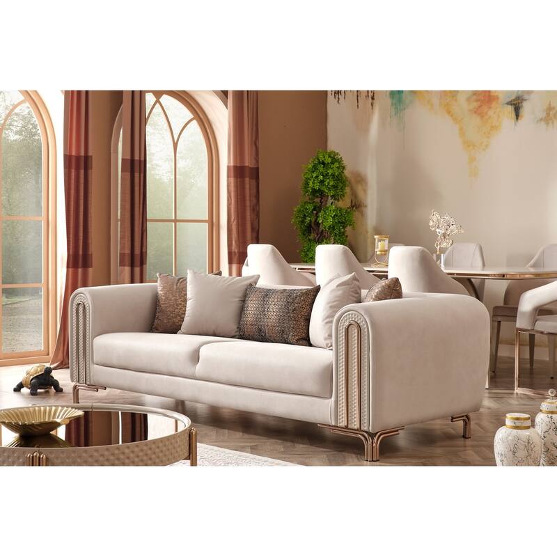 Portekiz 2-Pieces One Sofa One Chair Living Room Set, Metal Leg