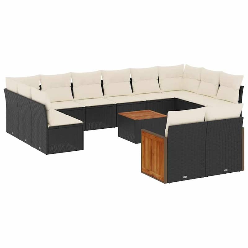 vidaXL Patio Sofa Set with Cushions Outdoor Conversation Furniture Poly Rattan