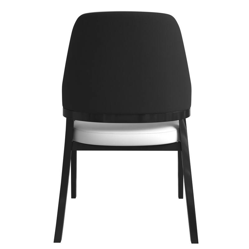 Ethora Leather Dining Chair with Curved Open Back and Rubberwood Legs Set of 4
