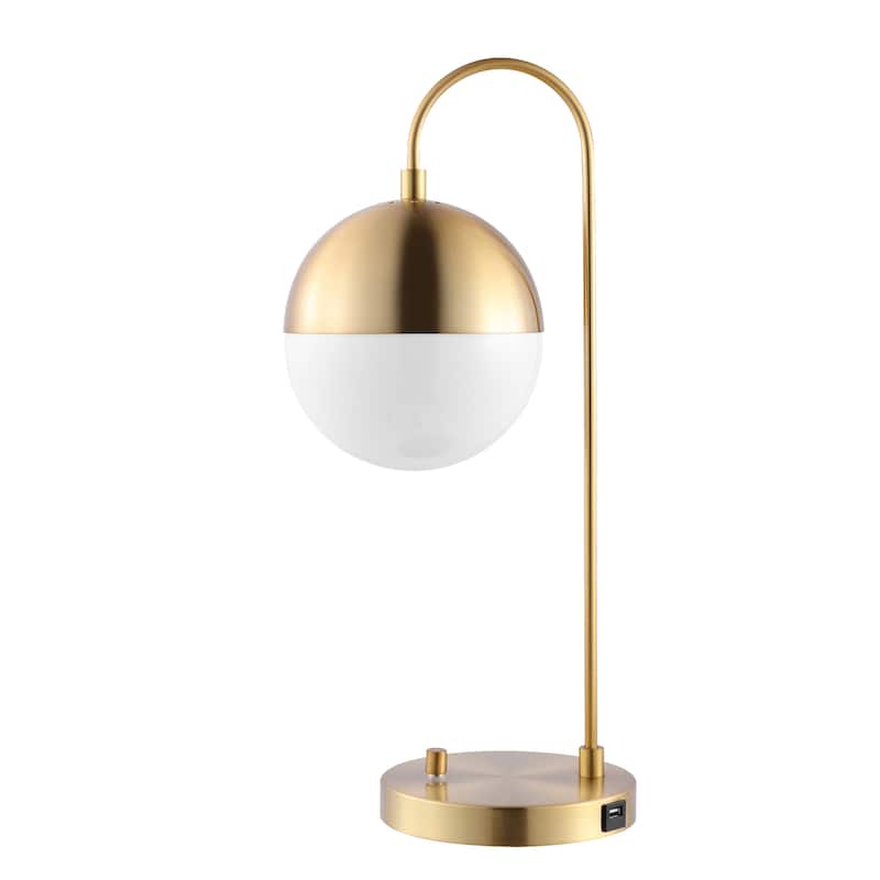 SAFAVIEH Lighting Laurenza 21-inch Mid-Century Brass Gold Led Task Table Lamp