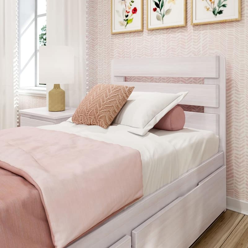 Max and Lily Farmhouse Twin Bed with Plank Headboard and Storage Drawers