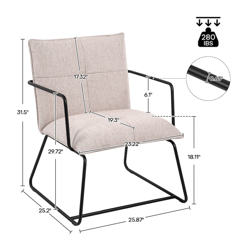 Linen Upholstered Accent Chair Armchair with Metal Frame - 31.5"H x 25.87"W x 19.3"D