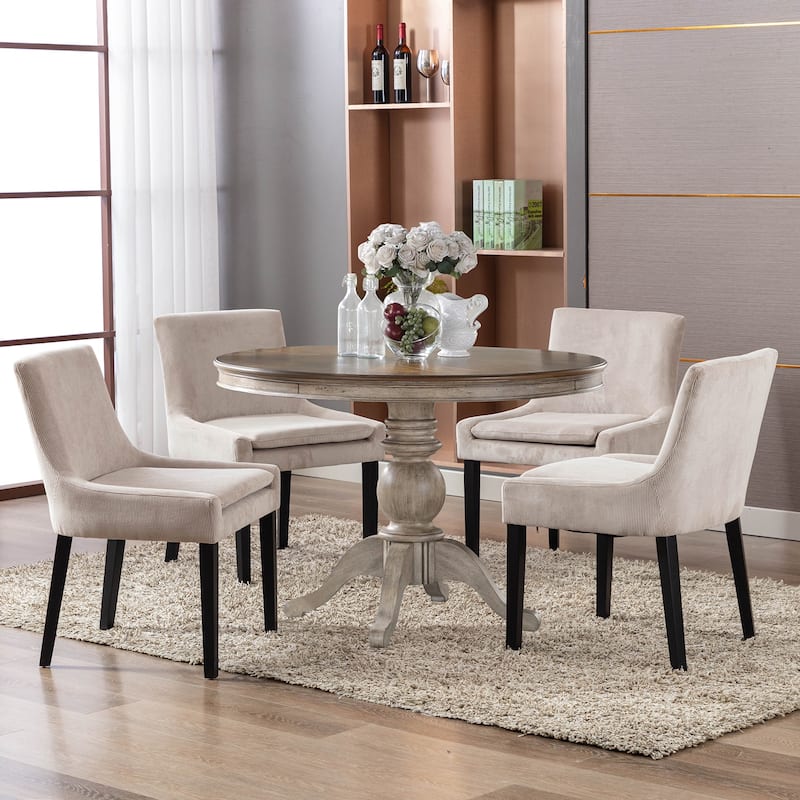 Mid-Century Modern Corduroy Upholstered Dining Chairs with Solid Wood Legs,Set of 2/4/6