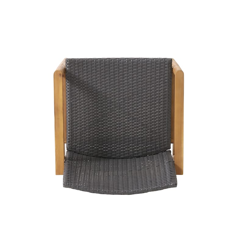 Bryan Wicker and Acacia Wood Outdoor Club Chairs by Christopher Knight Home