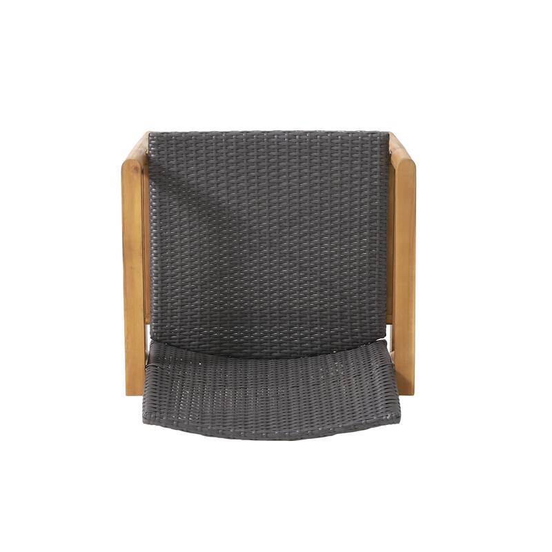 Roomfitters Outdoor Wicker Club Chair Set of 2, Patio Lounge Seating with Acacia Wood Frame, Natural