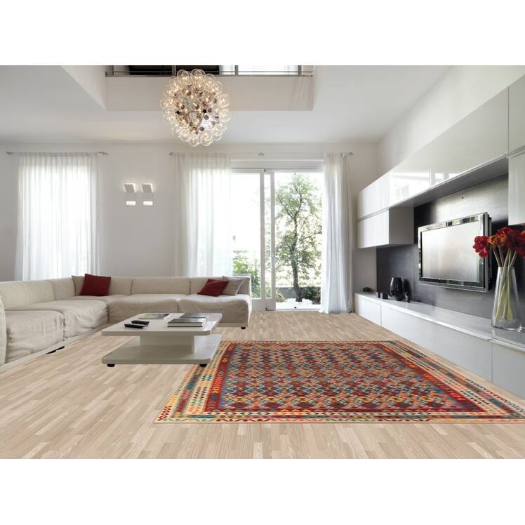 Multi-Color Kilim Oriental Area Rug Flatweave Wool Carpet - 9'9"x 12'11"