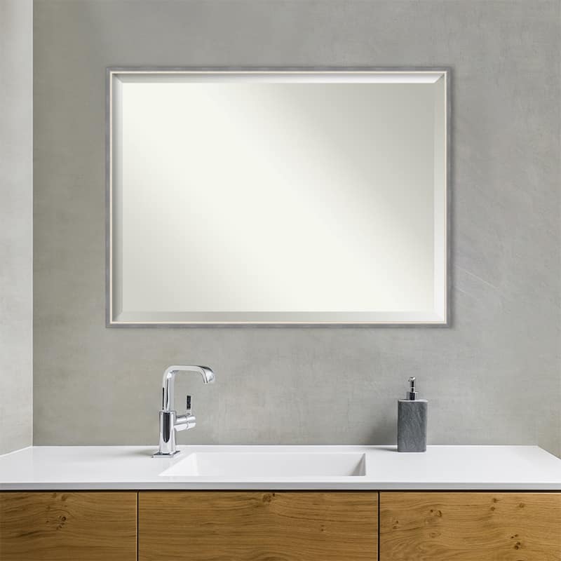 Theo Narrow Beveled Wood Framed Bathroom Vanity Wall Mirror