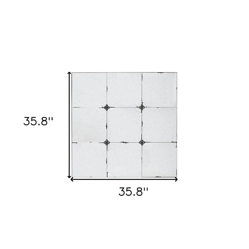 HomeRoots 36" Black Square Iron Framed Antiqued Glass Accent Mirror - 35.8' X '35.8' X '1.4