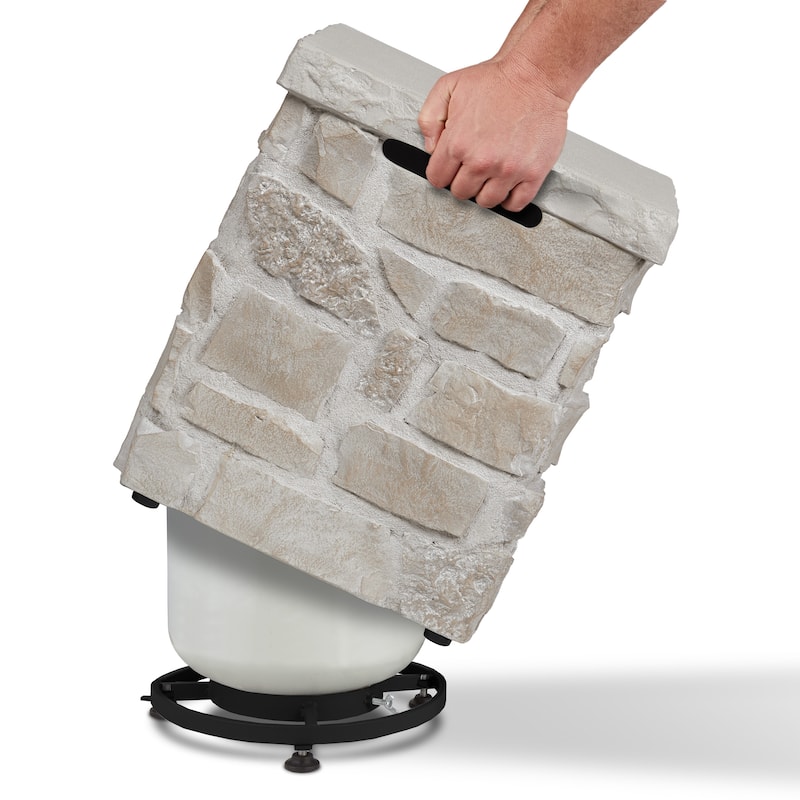 Scottsdale 20"H Square Stone Propane Tank Cover in Beige by Real Flame