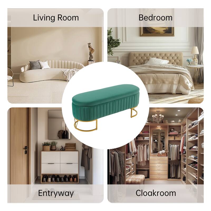 Velvet Storage Bench for Bedroom