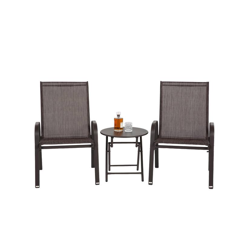 Outdoor Table Chairs Set of 3 with 2 Camping Chairs & Folding Table