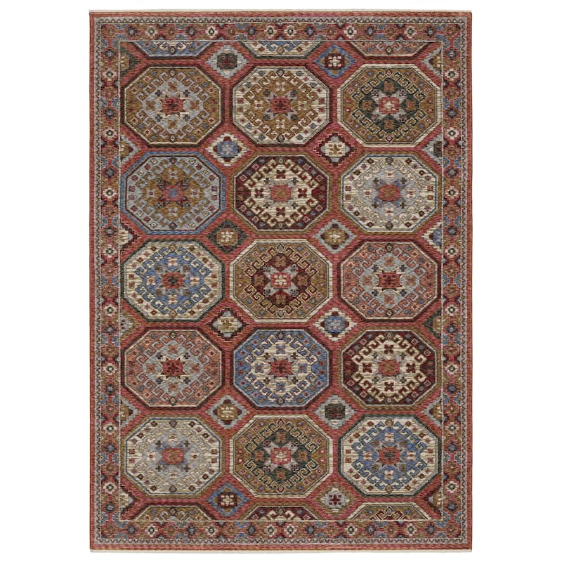 Style Haven Henretta Panel Medallion Fringe Edge Area Rug - 6' 7" x 9' 6" - Pink/ Red - Rectangle