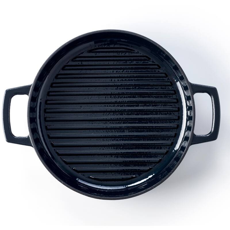 Alva Nori 11" Enameled Cast Iron Griddle Pan, Naturally Nonstick Grill Pan
