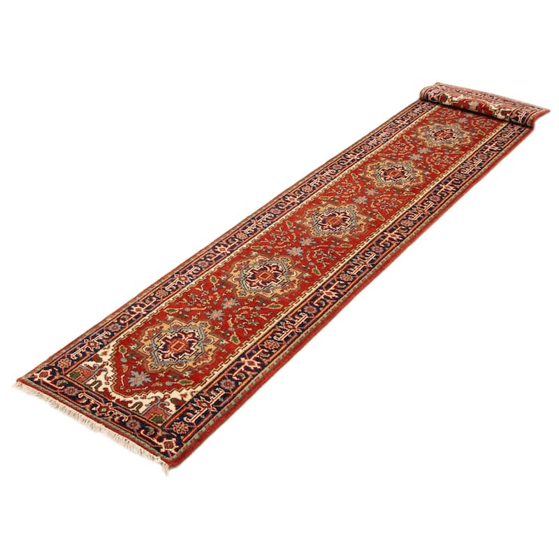 ECARPETGALLERY Hand-knotted Serapi Heritage Red Wool Rug - 2'7 x 20'1