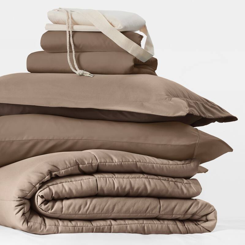 8pc Twin XL Solid Dorm Bedding Bundle