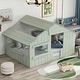 preview thumbnail 22 of 38, Wood House Bed with Roof & Door, Window and Guardrail