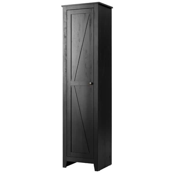 Tall Slim Linen Tower Bathroom Storage with Shelf 17" x 16" x