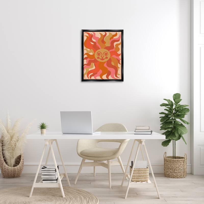 Stupell Celestial Smiling Sun Framed Floater Canvas Wall Art Design By Carrie Cantwell