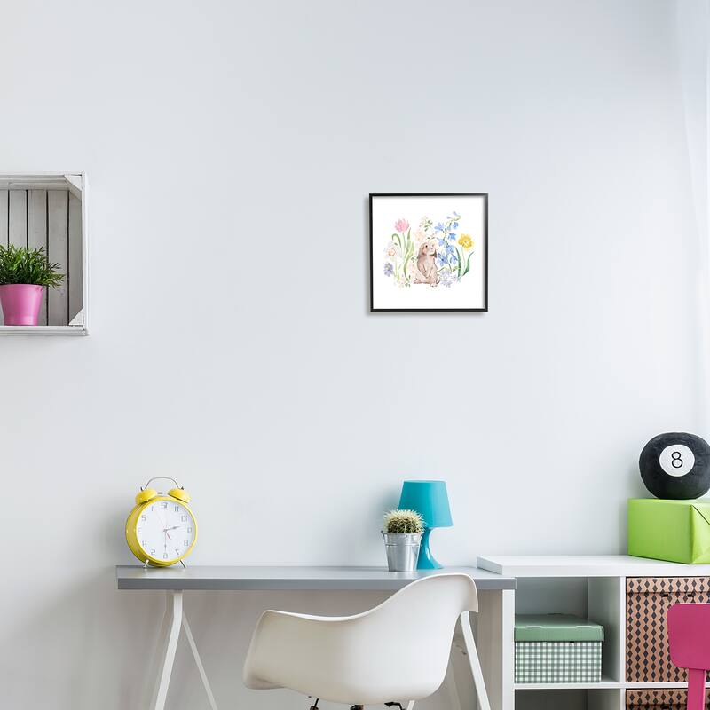 Stupell Spring Flowers & Rabbit Framed Giclee Art Design by Heather Lee Chan