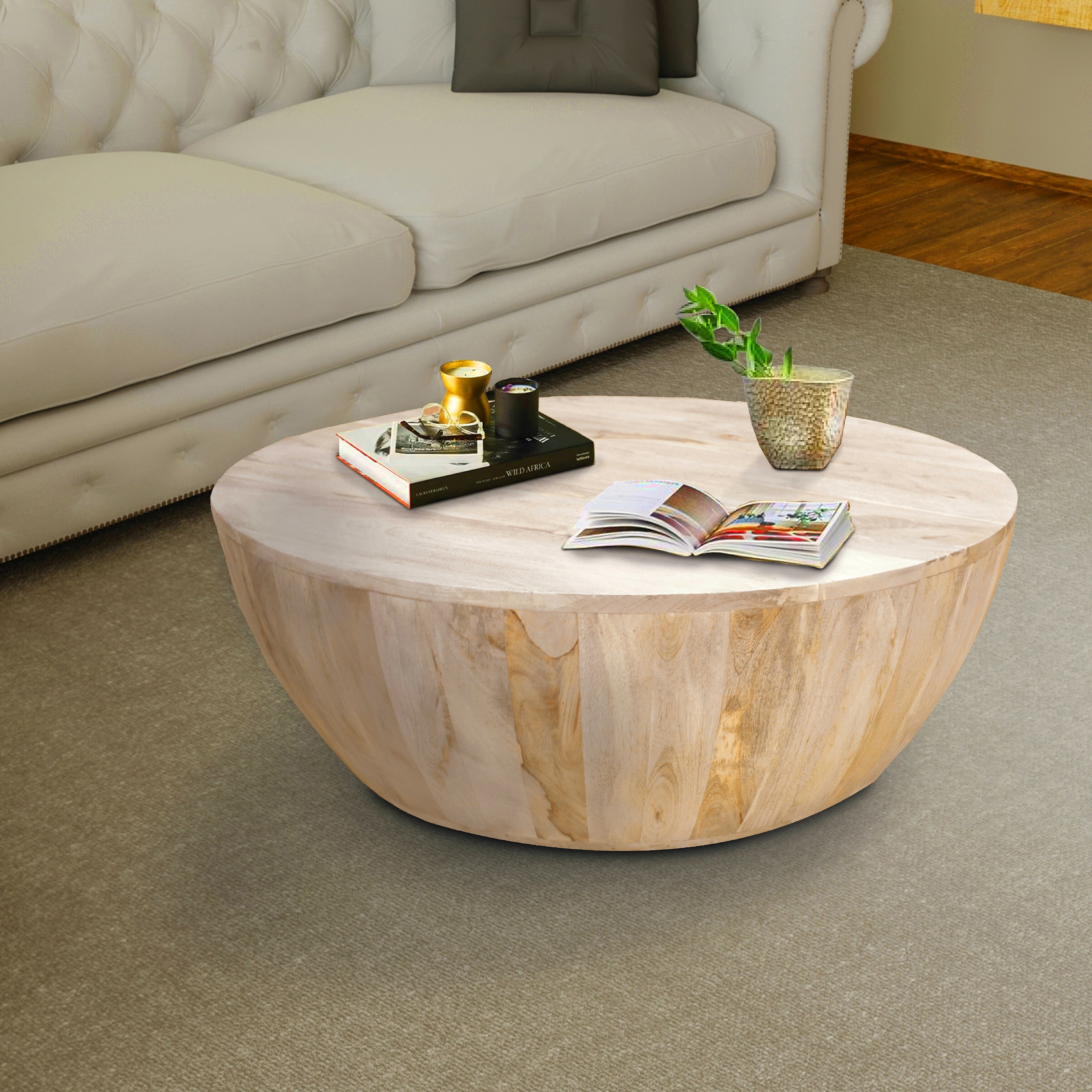 Distressed Mango Wood Round Coffee Table On Sale Overstock 27296417 The nightstand provides storage space for keeping your various items neatly organised. distressed mango wood round coffee table