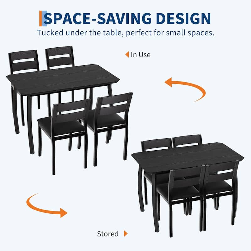 5 Piece Metal Frame Kitchen Table and Chair Set, with Chamfer Design