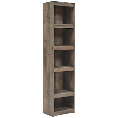 72 Inches 5 Compartment Wooden Pier with Metal Brackets, Brown