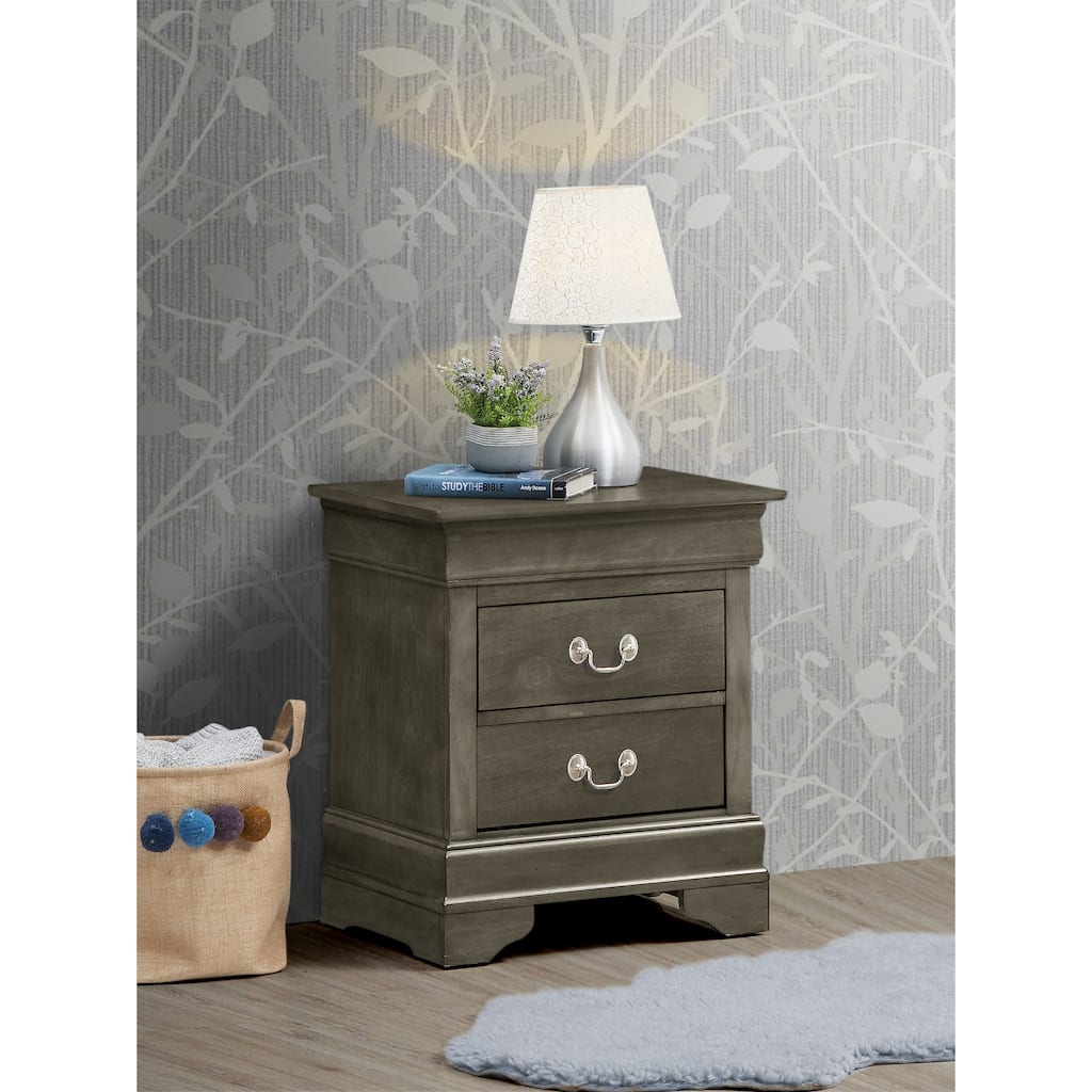 Gray Traditional Nightstand with Sturdy Construction