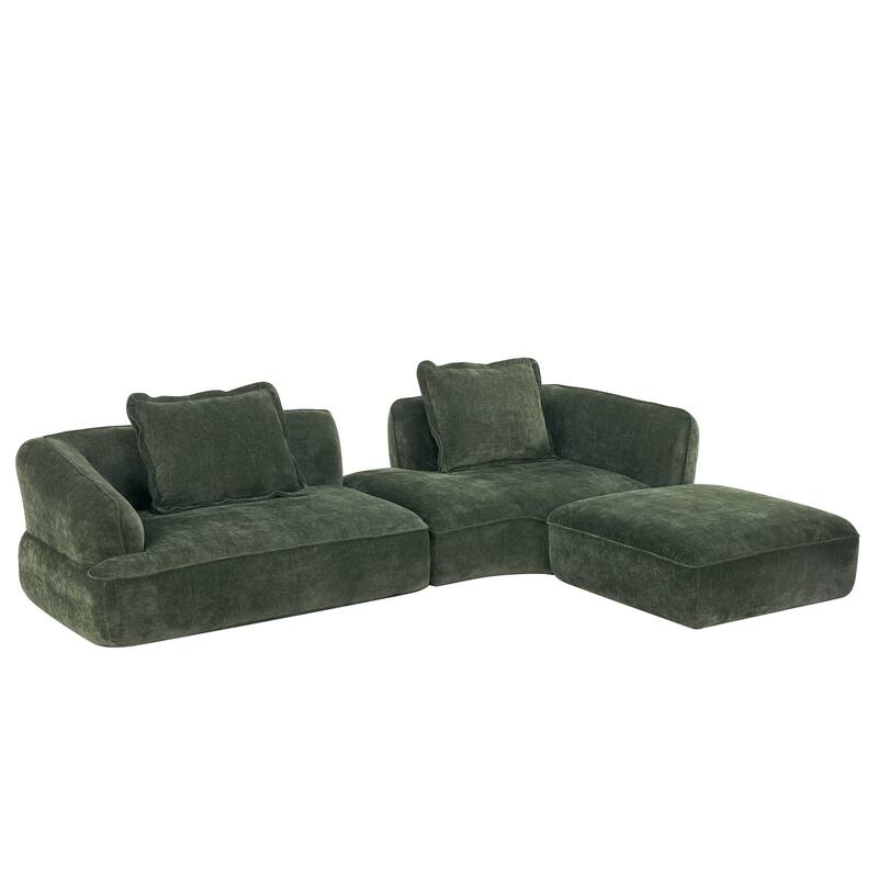 Christopher Knight Home - Modern Upholstered Sectional Sofa with Curved Silhouette