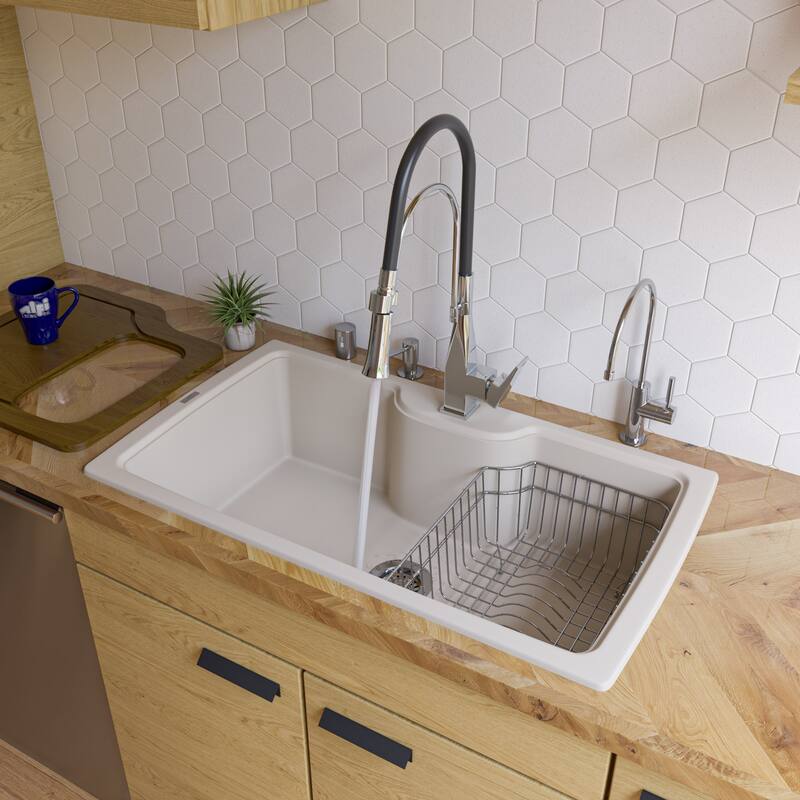 ALFI brand AB3520DI-B Biscuit 35-inch Drop-in Single Bowl Granite Composite Kitchen Sink - Biscuit